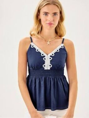 Lilly Pulitzer Zanna Top in Sapphire Pool NWT
